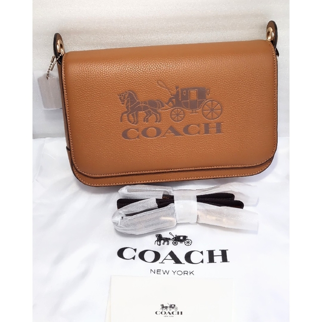 ●新品 未使用 COACH コーチ ショルダーバッグ 馬車 型押し ブラウンレディース