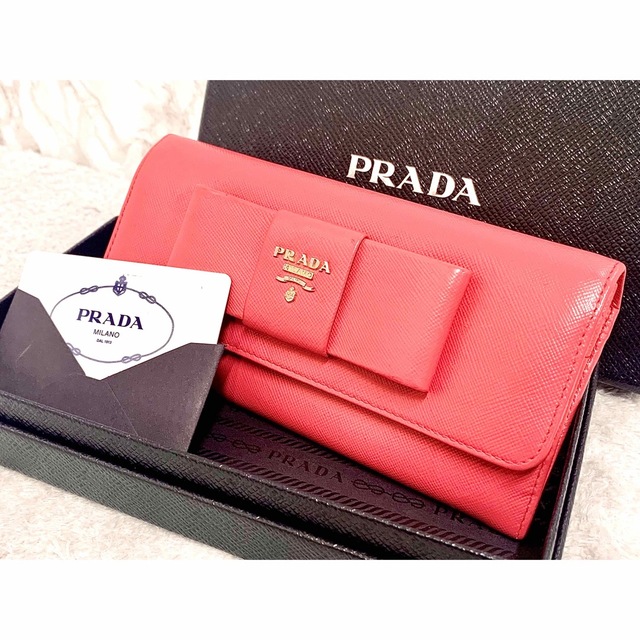 ギャランティ付【極美品】PRADA 二つ折り財布 サフィアーノ レザー