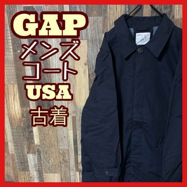 GAP - GAP ステンカラー コート メンズ ネイビー L USA古着 90s 長袖の