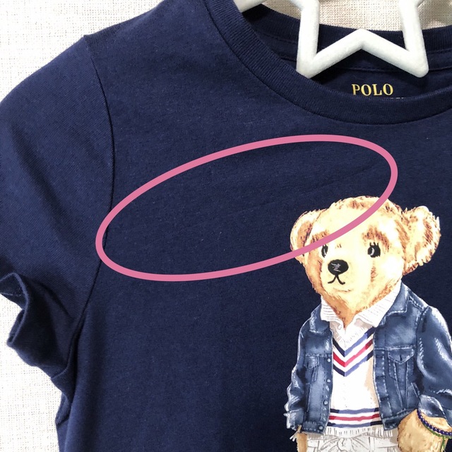 POLO RALPH LAUREN(ポロラルフローレン)の訳あり◆ラルフローレンガールズ半袖Tワンピース ネイビー 5/115 キッズ/ベビー/マタニティのキッズ服女の子用(90cm~)(ワンピース)の商品写真