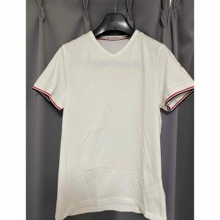 MONCLER モンクレール トリコロールTシャツ ロゴ Vネック ホワイト L