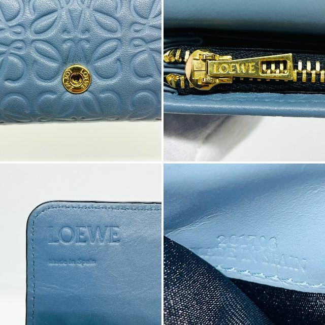 LOEWE(ロエベ)の【美品】ロエベ LOEWE リピートアナグラム 長財布 フラップ レザー ブルー レディースのファッション小物(財布)の商品写真