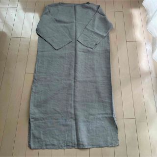 美品！OLTA DESIGNS リネン100% ブラックワンピース　ボタン付き