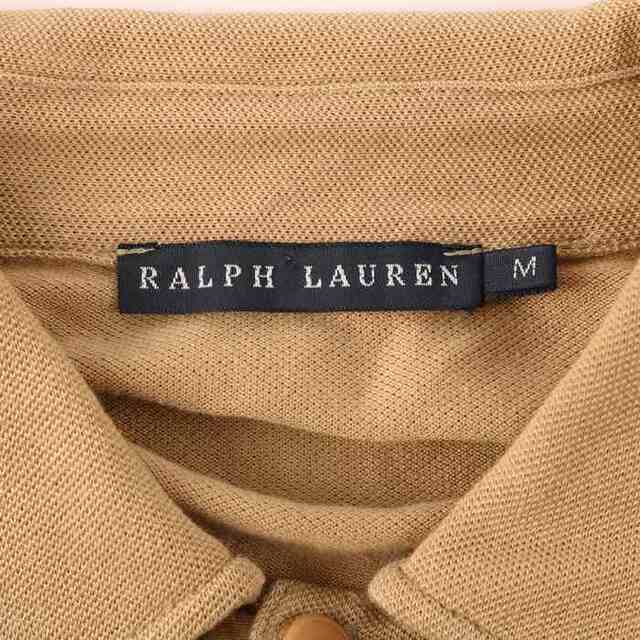 Ralph Lauren(ラルフローレン)のラルフローレン 長袖ポロシャツ エポーレット 胸ポケット 無地 トップス コットン ストレッチ レディース Mサイズ カーキ RALPH LAUREN レディースのトップス(ポロシャツ)の商品写真