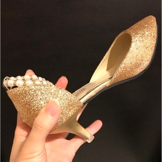 キラキラパンプス ラメ グリッター 結婚式 ポインテッドトゥ 23cm 新品(ハイヒール/パンプス)