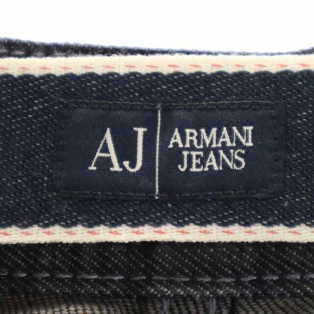 アルマーニジーンズ ボタンフライ ストレート デニムパンツ 31 ブラック系 ARMANI JEANS ロゴ ジーンズ ジーパン メンズ 【中古】  【230611】