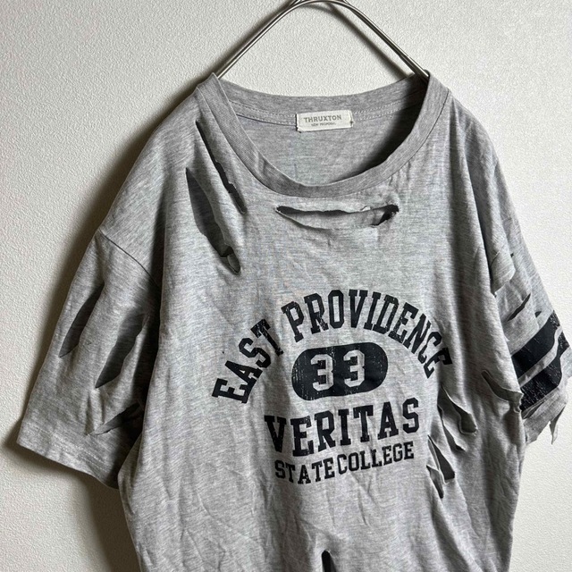 ART VINTAGE - ボロTシャツ Lサイズ リメイク ダメージ加工 グレー