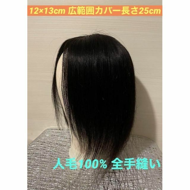 ❤ 新品 人毛100% 艶髪 ストレート ウイッグ30ｃｍ  広範囲 人工皮膚❤