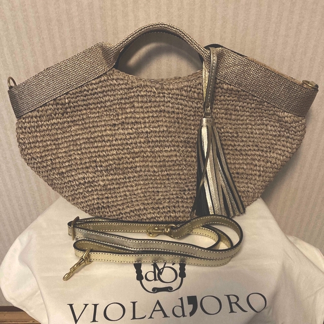 VIOLAd’ORO 希少カラー 2way ハンドバッグ ショルダーバッグ かご