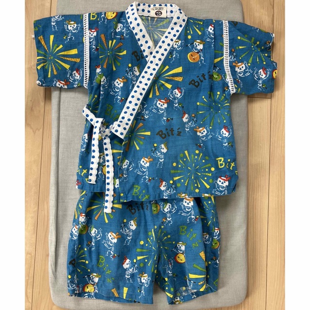 夏祭りに！90サイズ　甚平上下セット　綿100% キッズ/ベビー/マタニティのキッズ服男の子用(90cm~)(甚平/浴衣)の商品写真