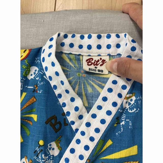 夏祭りに！90サイズ　甚平上下セット　綿100% キッズ/ベビー/マタニティのキッズ服男の子用(90cm~)(甚平/浴衣)の商品写真