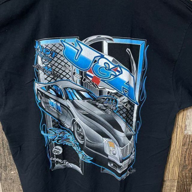 ブラック レース 車 メンズ XL プリント USA 90s 半袖 Tシャツ