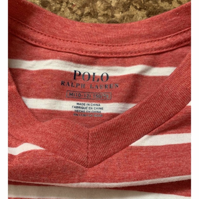 POLO RALPH LAUREN(ポロラルフローレン)の美品＊ポロラルフローレンボーイ＊VネックボーダーTシャツ150 キッズ/ベビー/マタニティのキッズ服女の子用(90cm~)(Tシャツ/カットソー)の商品写真