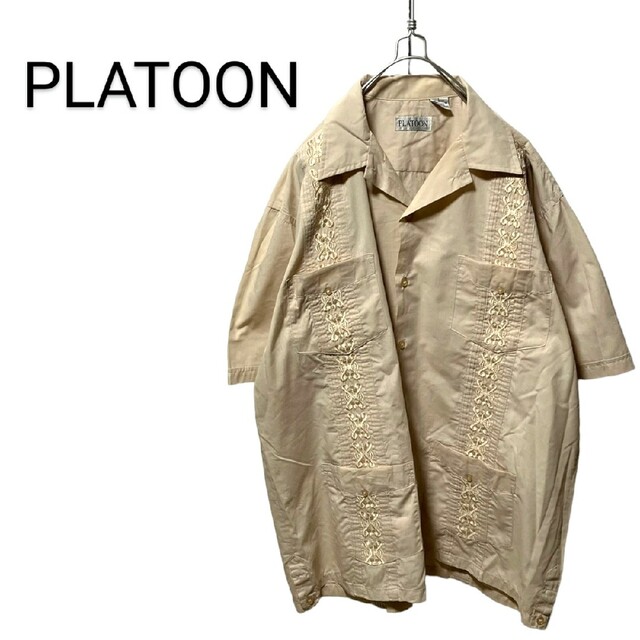 【PLATOON】VINTAGE 刺繍入り キューバシャツ A-885