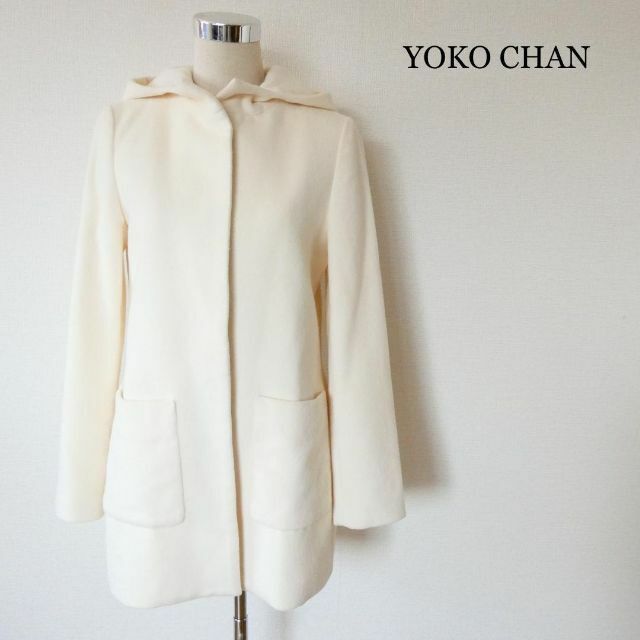YOKO CHAN - 美品 ヨーコチャン ウール×アンゴラ フード付き ロング