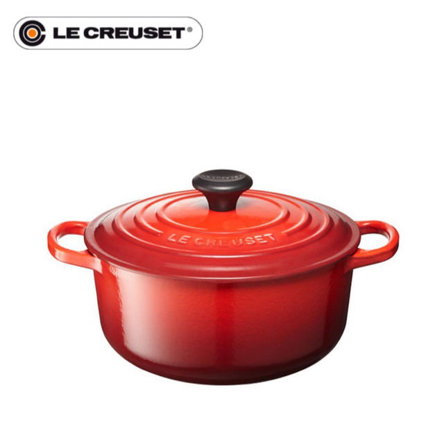 LE CREUSET◆シグニチャーココット・ロンド/チェリーレッド 22cm/鍋鍋/フライパン