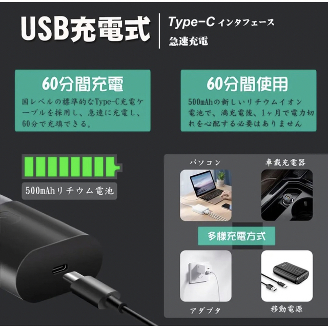 ✨️電気シェーバー✨️電動 コンパクト 2枚刃回転式 深剃り 水洗い可 乾湿両用 スマホ/家電/カメラの美容/健康(メンズシェーバー)の商品写真