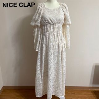 ナイスクラップ(NICE CLAUP)の新品　ナイスクラップ　透かし花柄　ロングワンピース　清楚(ロングワンピース/マキシワンピース)