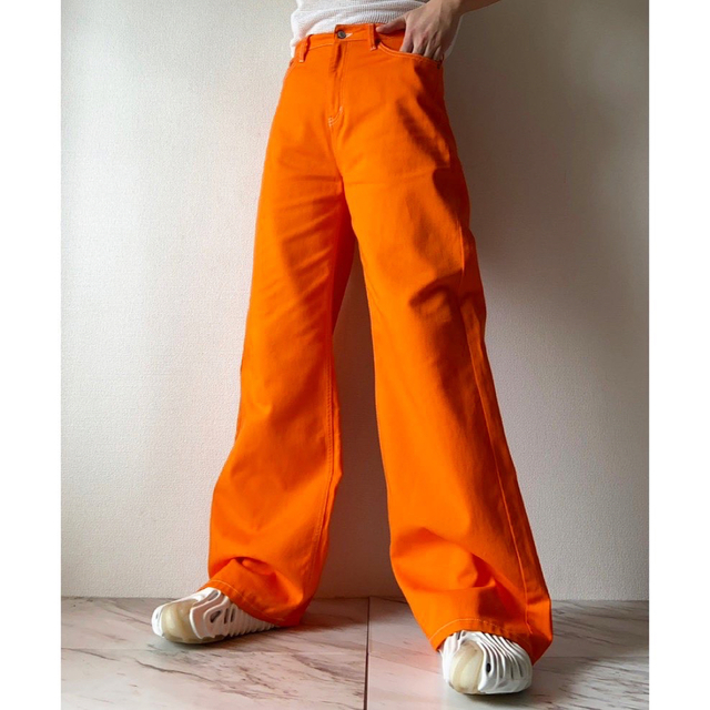 Dickies(ディッキーズ)の珍品 00s Y2K Dickies ヴィヴィットオレンジ ワイドフレアパンツ メンズのパンツ(ワークパンツ/カーゴパンツ)の商品写真