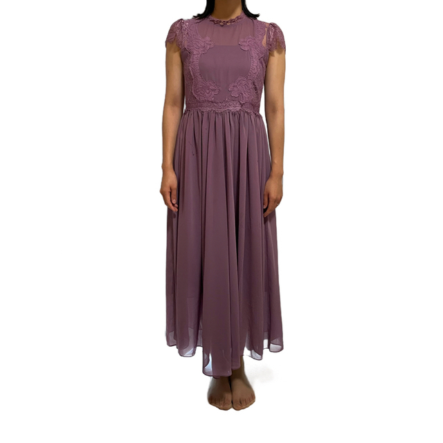 パープル　パーティードレス レディースのフォーマル/ドレス(ロングドレス)の商品写真