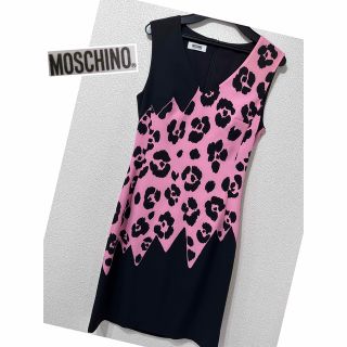 モスキーノ(MOSCHINO)の美品モスキーノMOSCHINOノースリーブ花柄ワンピースS(ひざ丈ワンピース)