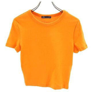 ザラ(ZARA)のZARA ショート丈トップス半袖オレンジ(Tシャツ(半袖/袖なし))
