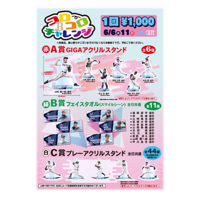 オリックス・バファローズ - 杉本裕太郎 アクリルスタンド C賞