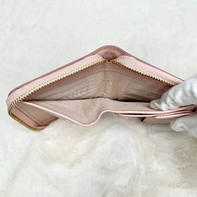 【美品】Ferragamo フェラガモ 二つ折財布 ラウンドファスナー ピンク 6