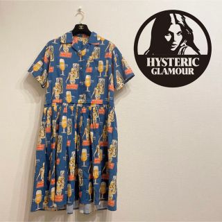 ヒステリックグラマー(HYSTERIC GLAMOUR)の【HYSTERIC GLAMOUR】入手困難！ビールガール柄　シャツワンピース(ひざ丈ワンピース)