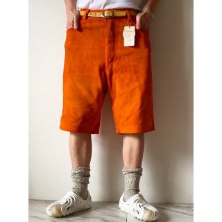 ジョンブル(JOHNBULL)のdeadstock john bull オレンジ ヌバックレザーバギーショーツ(ショートパンツ)