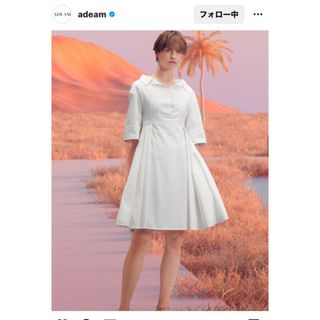 フォクシー(FOXEY)の★ADEAM★ワンピースLagoon Dress／ホワイト　完売品(ひざ丈ワンピース)