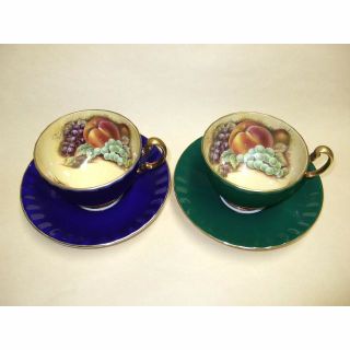 エインズレイ(Aynsley China)のAYNSLEY カップ&ソーサー(ペア) オーチャードゴールド グリーン&ブルー(グラス/カップ)