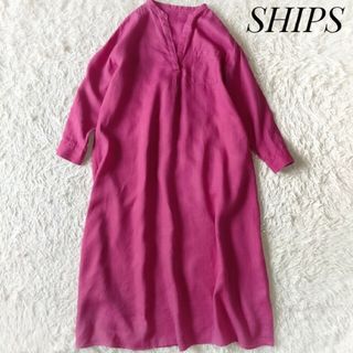 シップス(SHIPS)のマルル様専用【SHIPS】サフィランリネンスキッパーワンピース ピンク(ロングワンピース/マキシワンピース)