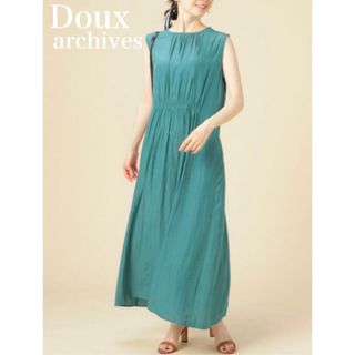 ユナイテッドアローズ(UNITED ARROWS)の新品 Doux Archives シフォンワンピース ターコイズ バックシャン(ロングワンピース/マキシワンピース)