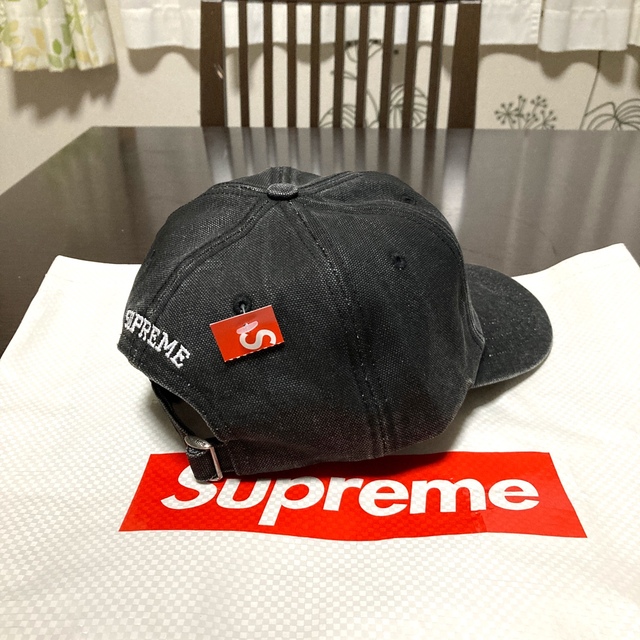 Supreme Pigment Canvas S Logo 6-Panel 黒キャップ