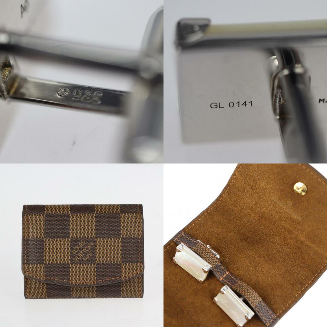 LOUIS VUITTON ルイ ヴィトン ブトン ドゥ マンシェット シニアチュール カフス M65738 Ag925 シルバー シェルホワイト  マザーオブパール カフリンクス ダミエケース付き ビトン 【本物保証】