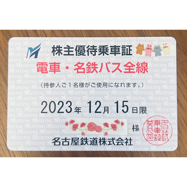 名鉄 株主優待乗車証 チケットの乗車券/交通券(鉄道乗車券)の商品写真