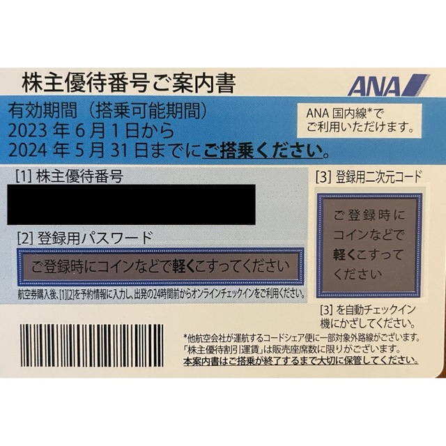 ANA株主優待 チケットの優待券/割引券(その他)の商品写真