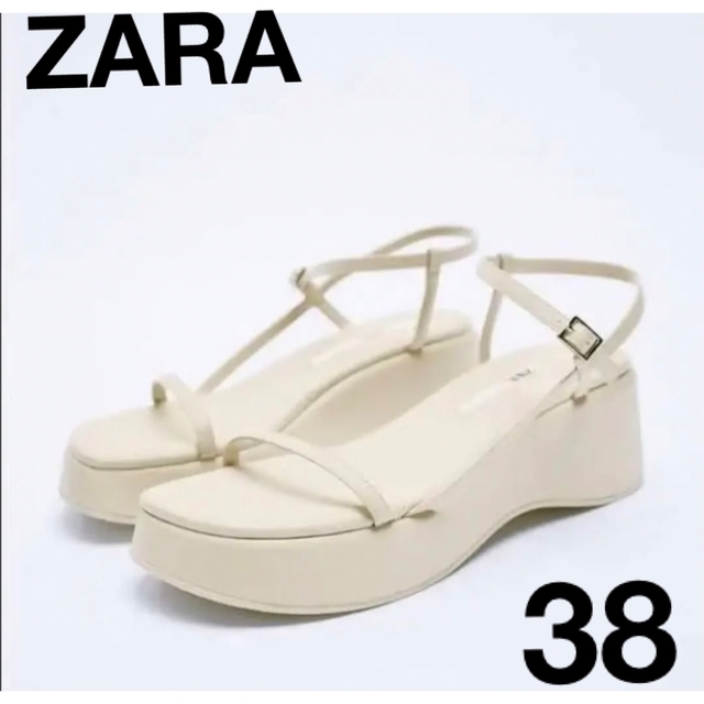 ZARA(ザラ)の新品　ZARA  ウェッジソール　厚底サンダル　オフホワイト　38 レディースの靴/シューズ(サンダル)の商品写真
