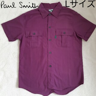 美品⭐ポールスミス　ジップシャツ　Lサイズ 紫　ワインレッド