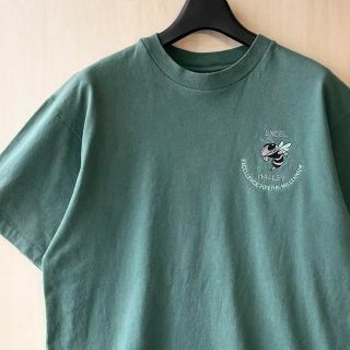 アンビル(Anvil)の90s古着　ヴィンテージ　短丈　Tシャツ　蜂　ワンポイント　刺繍　くすみカラー(Tシャツ/カットソー(半袖/袖なし))