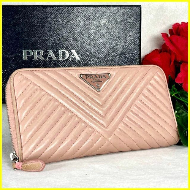 PRADA - 美品✨ プラダ ラウンドファスナー長財布 ML506 2CET ピンク