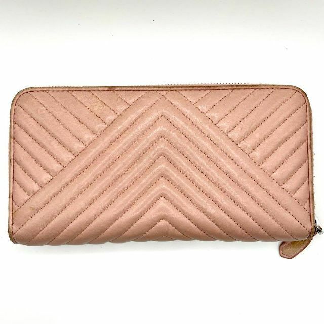 美品✨ プラダ ラウンドファスナー長財布 ML506 2CET ピンク 三角ロゴ-