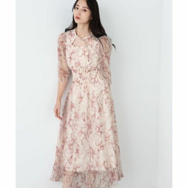 JILL by JILLSTUART(ジルバイジルスチュアート)のリリィプリントシャーリングワンピース　レッド レディースのワンピース(ロングワンピース/マキシワンピース)の商品写真