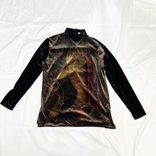 ジャンポールゴルチエ(Jean-Paul GAULTIER)のvintage design velvet high neck cut sew(Tシャツ/カットソー(七分/長袖))