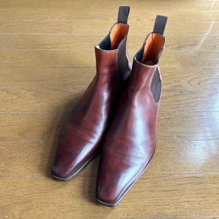 126.SANTONI サイドゴアブーツ パティーヌ ブラウン UK6