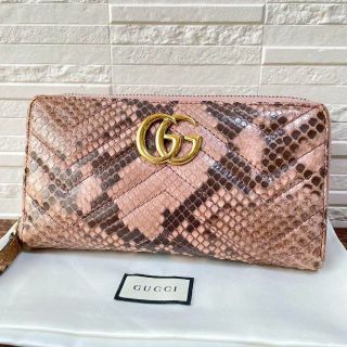 グッチ(Gucci)の箱付き グッチ GG マーモント パイソン レザー 長財布 ジッピー ウォレット(財布)