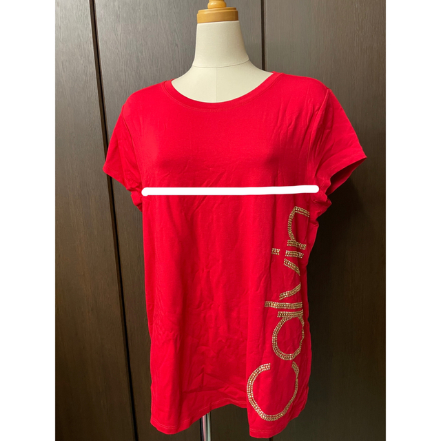 Calvin Klein(カルバンクライン)のカルバンクライン　レディース　カットソー　ゴールドラインストーン Tシャツ レディースのトップス(カットソー(半袖/袖なし))の商品写真