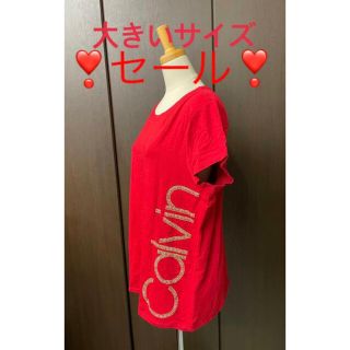 カルバンクライン(Calvin Klein)のカルバンクライン　レディース　カットソー　ゴールドラインストーン Tシャツ(カットソー(半袖/袖なし))