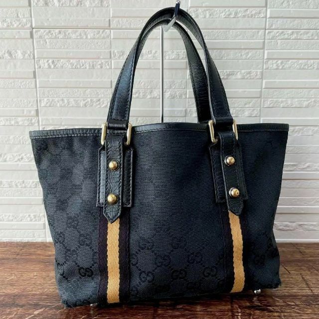 Gucci(グッチ)のグッチ GG キャンバス×レザー シェリーライン ミニ ハンド バッグ レディースのバッグ(ハンドバッグ)の商品写真